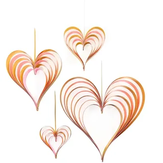 Oblique Unique® 4 Deckenhänger Herz Girlanden Rosa Gold Deko für Hochzeit JGA Junggesellinnenabschied Geburtstag Party Feier UVM. - DIY - zum selber Zusammenbasteln