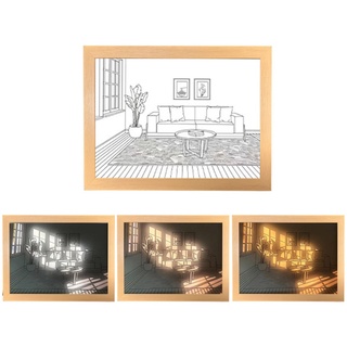 TWSOUL LED Leuchtender Bilderrahmen, Lichtmalerei-Dekoration,Nachtbild Schatten mit beleuchteter Wanddekoration 3 Farben Verstellbar für Wohnzimmer, Arbeitszimmer