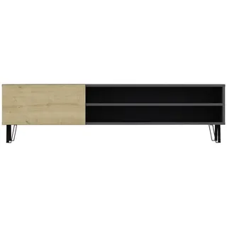 Livetastic Lowboard Vienna, Anthrazit, Eiche, Metall, 160x47x37.4 cm, Wohnzimmer, Wohnwände, Lowboards