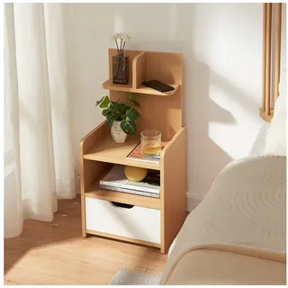 [en.casa] Nachtschrank Bordkak 75 x 35 x 30 cm Eicheoptik/Weiß