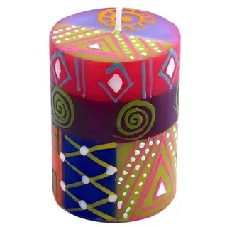 Nobunto Kerzen - Shahida - Fair Trade Kunstkerze aus Südafrika - Handbemalte Geschenkkerze - Afrikanische Kerzensets - Bunte Stabkerzen - Weihnachten - Ostern (Einzelkerze 5x7cm)