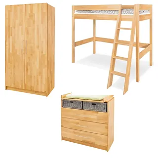 Pinolino Jugendzimmer-Set „Natura” breit mit Hochbett, 3-tlg.