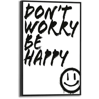 Poster REINDERS "Don't Worry", schwarz-weiß (farbe bild(er): schwarz, weiß), B:20cm H:30cm T:1,6cm, Bilder, Poster, Toilette - Be Happy - Schwarz-Weiß - MDF - Sprüche - 20x30 cm