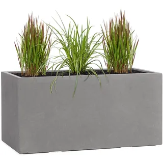 Pflanzwerk® Pflanzkübel TUB Grau 30x60x30cm XXL – Rechteckig – Großer Fiberglas Blumenkübel für außen und innen - Frostbeständig - UV-Schutz - Markenqualität