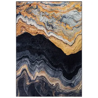 mazovia Designer-Teppich 80 x 150 cm Schwarz/Gold