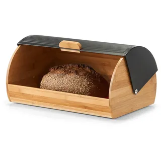 Zeller Brotkasten Bambus/Metall Schwarz