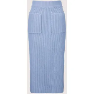 Midirock MADELEINE "Strickrock Eleganter Strickrock mit Schlupfbund", Damen, Gr. 34, blau (rauchblau), Obermaterial: 90% Schurwolle WV. 10% Kaschmir WS., Modern, normal, Röcke, Strickrock mit Schlupfbund