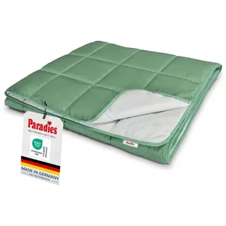Paradies Microfaserbettdecke Sorelia, Bettdecke ohne Bezug nutzbar, Füllung: 100% Polyester, Bezug: 100% Polyester, Bettdecke mit integriertem Bezug, Zweifarbig grau|grün|silberfarben 135 cm x 200 cm