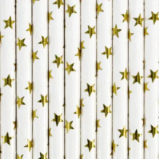 PartyDeco Papier Strohhalme Gold- Dekorative Strohhalme für Getränke Cocktail- Dekoration für Geburtstag Party Silvester Junggesellinnenabend Einweggeschirr Löffel