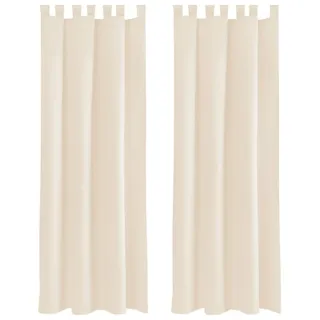 Bestlivings Blickdichte Gardine im 2er Pack mit Schlaufen (140x175 cm/Beige) + 2 Raffhalter, in vielen Farben