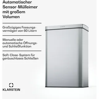 Klarstein Mülleimer 60 l Silber