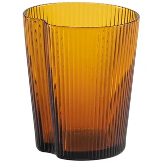 Zafferano Handy Becher Geriffelte Bunte Trinkgläser 6er Set, Bunte Wassergläser 335 ml, Bernsteingelb, Stapelbar, Spülmaschinenfest