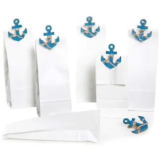 Logbuch-Verlag 12 kleine give-away ANKER blau weiß Tischkarten Namensschilder zum Befüllen Tischdeko Geschenk Verpackung Hochzeit Geburtstag maritim Deko