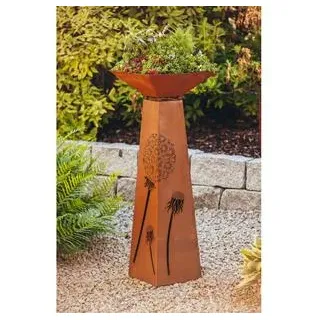 Ferrum Metall-Säule Trapez Pusteblume, ca. B30/H116,5/T30 cm, rost, Braun