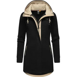 Ragwear Damen warme Teddyjacke lang Fleecemantel mit Kapuze Letti Teddy-Fleece YOUMODO Black Gr. 5XL - 5XL
