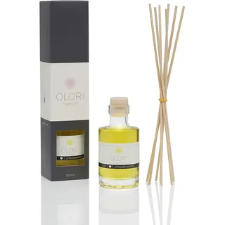 Raumduft Zitrone - Diffuser mit Stäbchen - Duftöl mit ätherischen Ölen frisch fruchtig - 100% Natürlich & Rein - Lufterfrischer im Duftglas mit Duftstäbchen ideal für Wohnzimmer & Schlafzimmer (100ml)