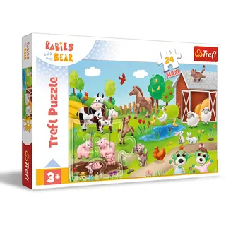 Trefl - Puzzle 24 Maxi Elemente, Babys und Tiere, Babies and the Bear, 3+