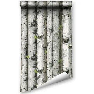 Selbstklebende Tapete Holzoptik, 44.5 x 500 cm Holz Klebefolie Vintage Tapete Baum Wald Holzstreifen Holztapete Klebefolie Möbel Möbelfolie Selbstklebend für Badezimmer Wohnzimmer Schlafzimmer Küche