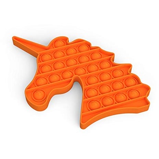 Pop It - Bubble Fidget Toy - Jeu antistress relaxant pour adultes et enfants (Forme: Licorne, Couleur: Orange)