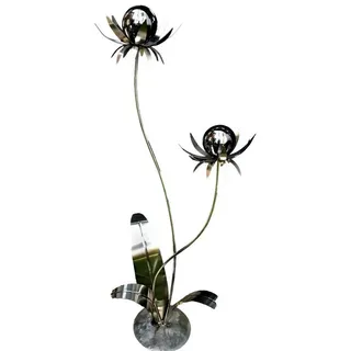 Jürgen Bocker - Gartenambiente Gartenstecker Blume Milano 120 cm Kugel Edelstahl schwarz poliert Standfuß Garten