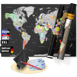 FlyHigh XXL Weltkarte Poster zum Aufkratzern I Scratch Off Map