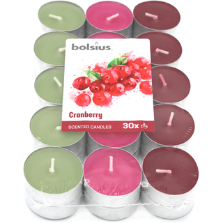 Duft-Teelichter, mehrfarbig, Cranberry, BOLSIUS, Ø38 mm, Brenndauer ca. 4h, 30 Stück pro Verpackung