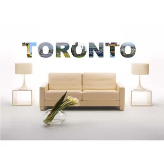 Indigos UG Wandtattoo Wohnzimmer - Wandsticker - Wandaufkleber - Aufkleber - Stadt Name Toronto mit einigen Sehenswürdigkeiten 60 cm - zur modernen Wandgestaltung im