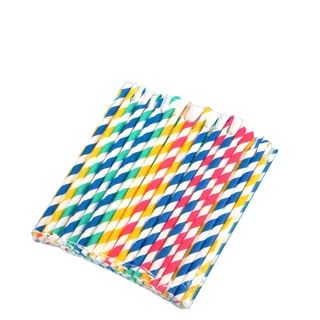 Pro DP 1000 Bio Löffelhalme Papiertrinkhalme Löffel Trinkhalme Strohhalme Shakehalme aus Papier mit Löffelende Ø8mm 20cm lang bunt gemischt