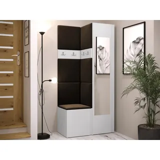 MIRJAN24 Garderoben-Set Orion XXV, (Komplett-Set, Schrank, Kleiderschrank mit Spiegel, Kleiderhaken, 7x Paneel 42x42), Auswahl aus Fronten und Polsterplatten braun