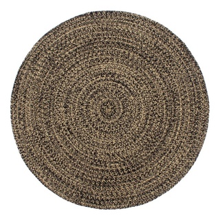 Teppich Handgefertigt Jute Schwarz und Braun 210 cm, furnicato, Runde schwarz