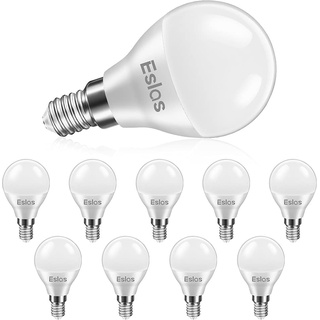 Eslas E14 LED Lampe G45, 6W LED Birne E14 Warmweiss 3000K, 600Lm, 60 Watt ersetzt, P45 Globe Leuchtmittel E14, Nicht-dimmbar, 10er Pack