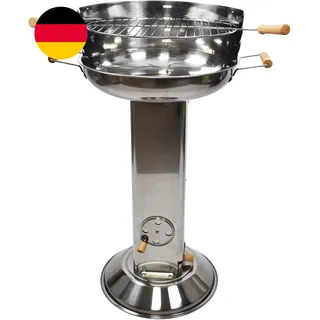 Holzkohlegrill Edelstahl Mit Holzgriffen Säulengrill Höhe 83 Cm Robuster Kohlegr