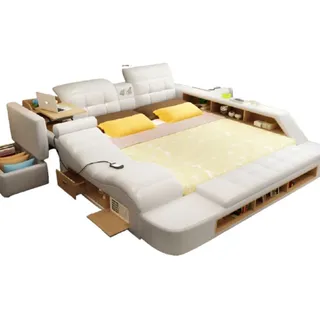 aea Doppel Design Leder Bett 140 x 200 cm Weiß