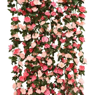 PARTY JOY 8 Stück Efeu Künstlich, 65.6ft Efeu Girlande, Rosengirlande, Kunstblumen Wie Echt, Kunstblumen Girlande, Für Room Decor, Fensterbank Deko, Hochzeitsgirlanden, Rosa
