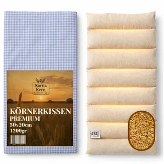 korn & kern manufaktur® Körnerkissen XXL 50×20 cm – 1200g Premium Wärmekissen