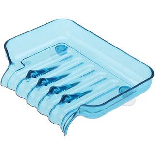 OUNONA Seifenschale Soap Saver mit Vakuum Saugnpfe und Ablauf (blau)