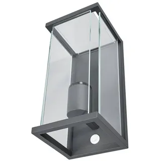 Lucande Außen-Wandleuchte Annalea, Metall, Schwarz IP54mit Bewegungsmelder, 1 x 15 W grau|schwarz