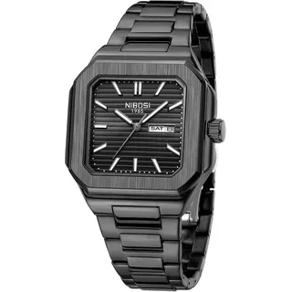 Herren Armbanduhr Analog Quarz Edelstahl Quadratisch Wasserdicht Business Militär Uhr Klassische Designeruhr für Männer