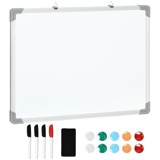 HOMCOM Whiteboard mit Magneten, Stiften und Wischtuch weiß 60L x 1,8B x 45H cm
