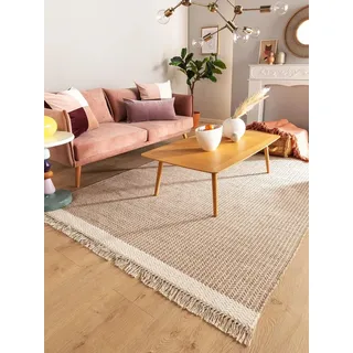 benuta Kunstloft Teppich, Beige, Textil, Grafikmuster, Rechteckig, 80x1 cm, Gots, pflegeleicht, Teppiche & Böden, Teppiche, Naturteppiche