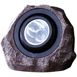 Dehner LED Solarleuchte Premium Solarstein Pedra, 20 x 16.5 cm, Polyresin, Kaltweiß schwarz