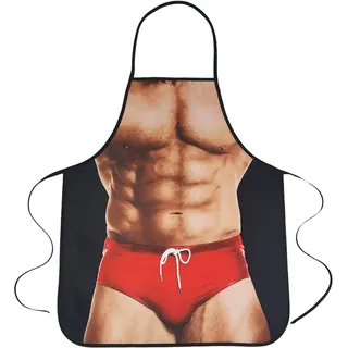 XingDerK Kochschürze Küchenschürze Lustige Schürze Wasserdichte für Herren Damen Geschenk für Party Costume Grill (Muskelmann) - 59 x 72 cm