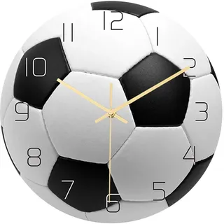 Garneck Vintage-Dekoration, Vintage-, Kinderzimmer, Dekoration, Sport-Wanduhr, Fußball, stumm, Wanduhr, dekorativ, geräuschlos, für Wohnzimmer, Schlafzimmer, Retro