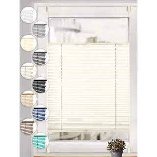 Sonello Plissee ohne Bohren Rollo Klemmfix für Fenster & Tür Lichtschutz, blickdicht, ohne Bohren, verspannt, Klemmfix, 30cm x 200cm Hellcreme Faltrollo, Easyfix, Jalousie 30 cm x 200 cm