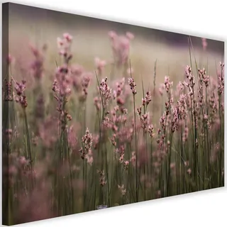 Leinwandbild XXL Blumen Wandbild Kunst Natur Wiese Rosa 100x70 cm