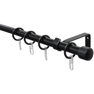 GARDINIA Vorhangstange Cap 1-läufig Ø 16 mm 130 cm Schwarz