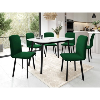 MIRJAN24 Essgruppe MB 2, (7er-Set, Tisch Deimos S + 6x Stühle Luke), Ausziehbarer grün