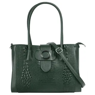 Shopper CLUTY Gr. B/H/T: 30 cm x 23 cm x 12 cm onesize, grün (dunkelgrün) Damen Taschen Handtaschen echt Leder, Made in Italy