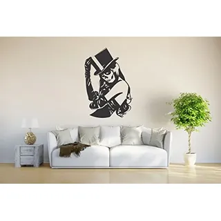INDIGOS UG - Wandtattoo Wohnzimmer - Wandaufkleber Skull Girl Gothic - schwarz - 80x54 cm - Aufkleber Kinderzimmer Schlafzimmer Küche Badezimmer Büro Dekoration