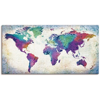 Artland Wandbild bunte Weltkarte, Land- & Weltkarten (1 St), als Alubild, Leinwandbild, Wandaufkleber oder Poster in versch. Größen bunt 40 cm x 20 cm